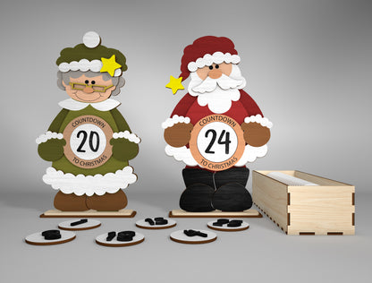 Standing Countdown Mr & Mrs Claus SVG Set 2