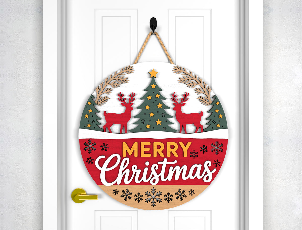 Christmas Door Hanger SVG Bundle 9 Gnome Santa Laser Cut Des 2