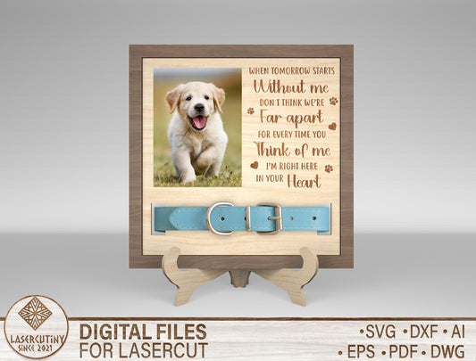 Pet Memorial Collar Frame Heart Quote SVG Laser Cut File for Glowforge