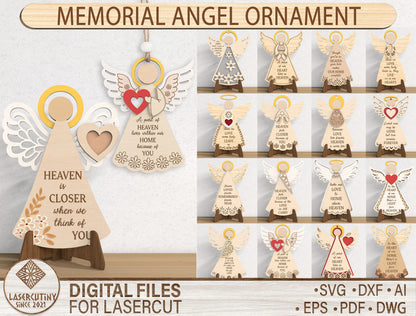Angel Memorial Ornament SVG Bundle for Glowforge and xTool