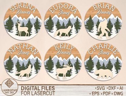 Personalized Forest Animal Name Sign SVG Bundle for xTool and Glowforge