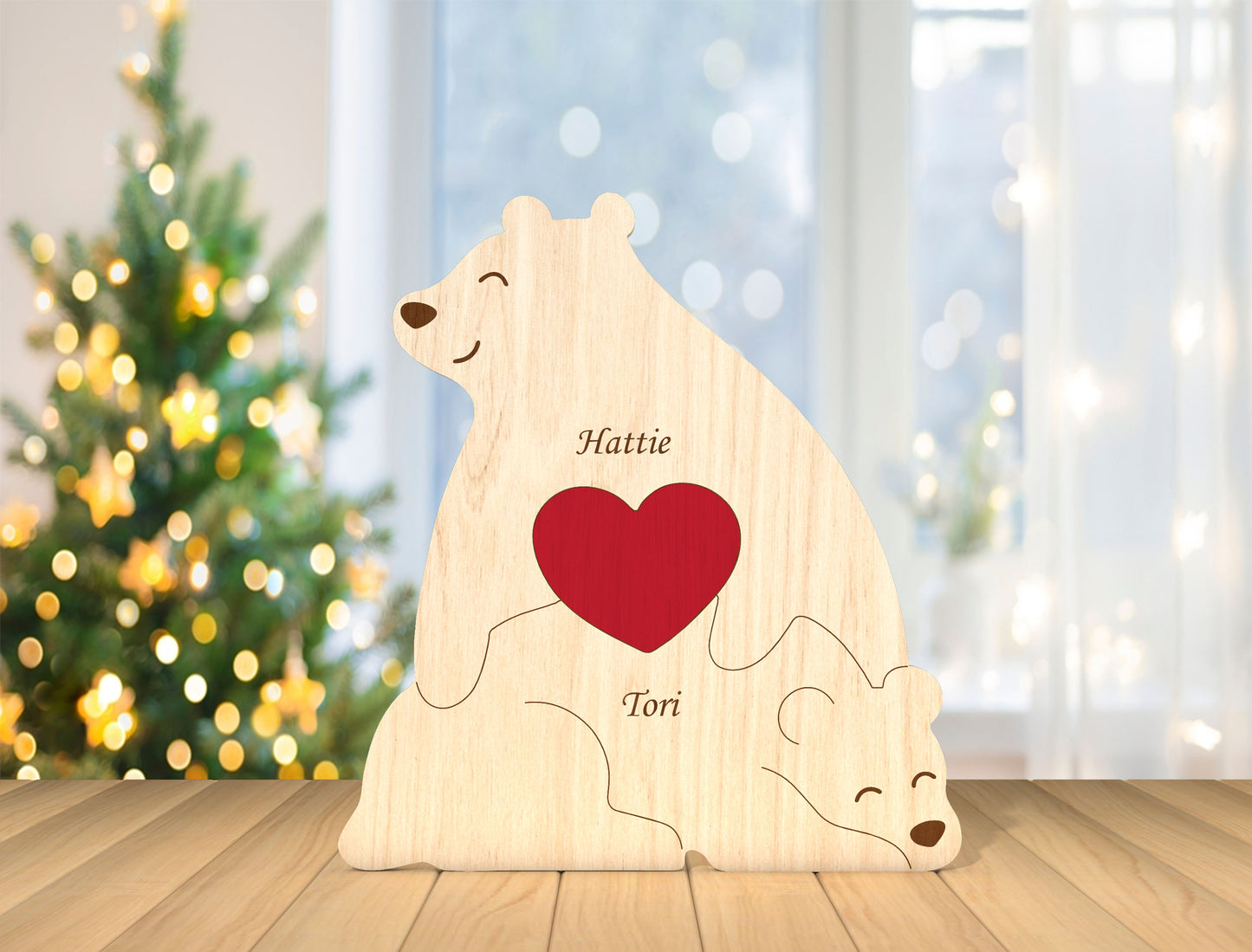 Personalized Family Bear Puzzle SVG for Glowforge and xTool