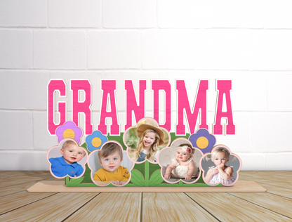 Personalized Mom Grandma Floral Photo Sign SVG for LightBurn and xTool