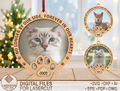 Pet Memorial Ornament SVG Forever in Our Hearts Laser Cut File for LightBurn and xTool