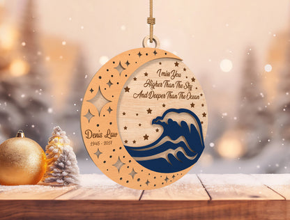 Moon Ocean Wave Memorial Ornament SVG Laser Cut File