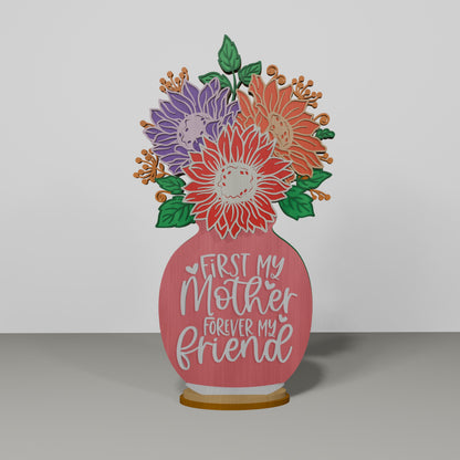 Floral Mom Vase Tabletop Decor SVG Mother's Day for Glowforge