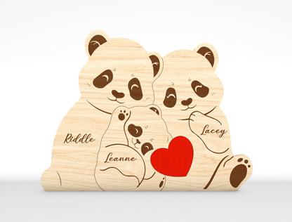 Personalized Family Bear Puzzle SVG Laser Cut File for Glowforge and LightBurn