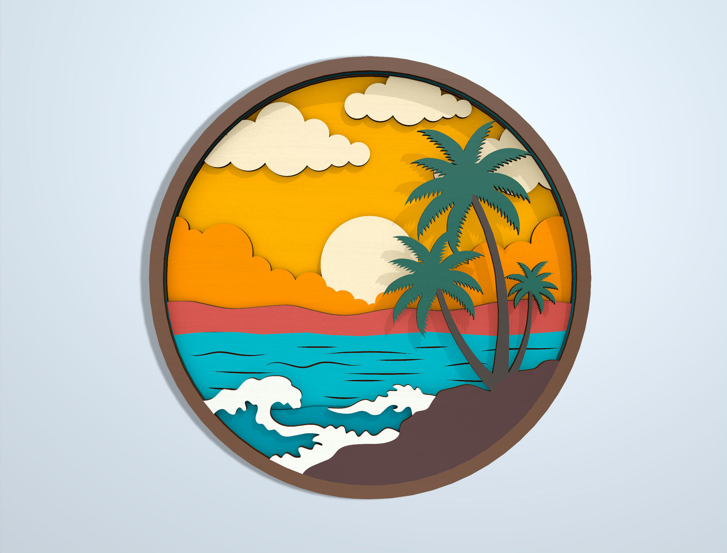 Multilayer Beach Summer SVG Bundle Laser Cut File for Glowforge