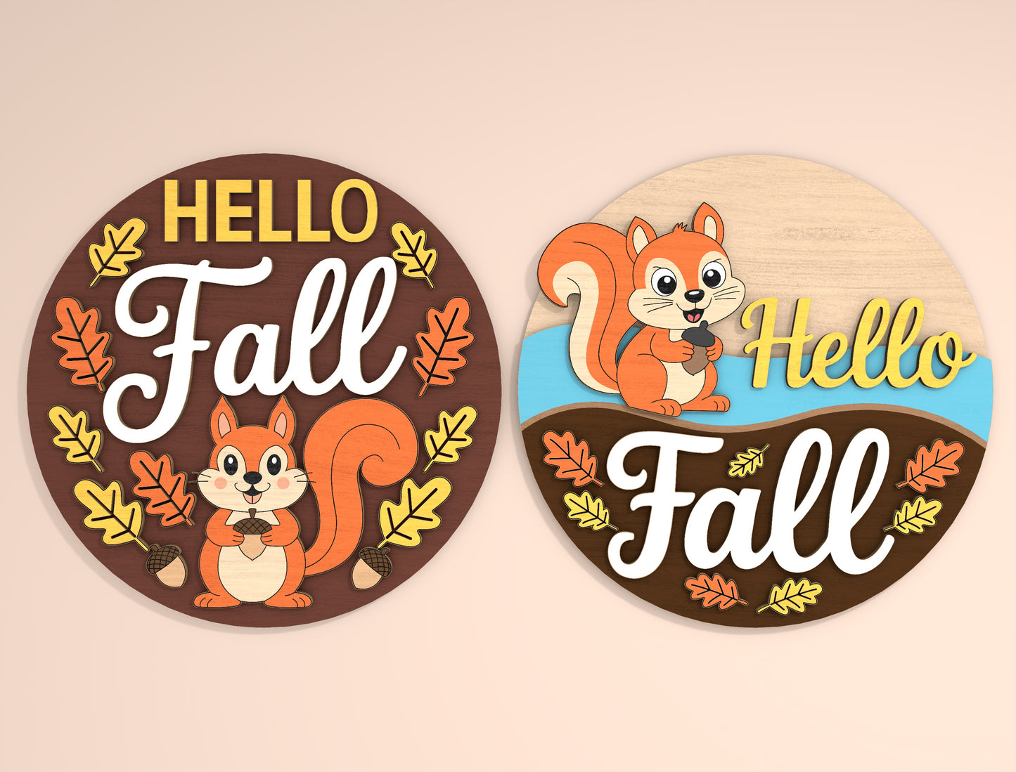 Squirrel Hello Fall SVG Set for Glowforge xTool LightBurn | 2 Designs