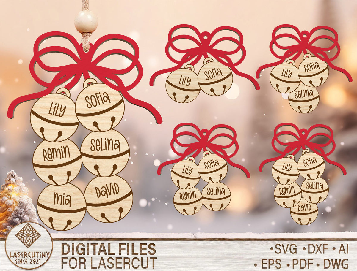 Personalized Jingle Bell Family Christmas Ornament SVG 1