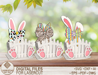 Easter Bunny Basket Holder SVG Bunny Egg Wooden for Glowforge and xTool