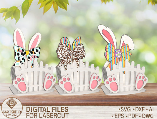 Easter Bunny Basket Holder SVG Bunny Egg Wooden for Glowforge and xTool