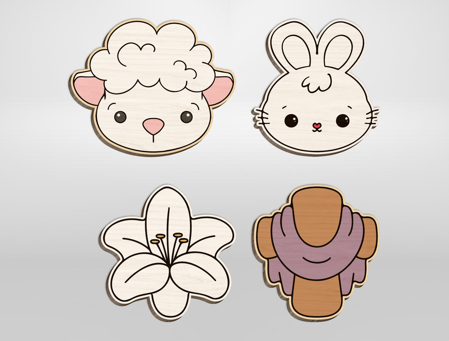 Easter Stud Earrings SVG Bundle Bunny Chick Floral for LightBurn and xTool