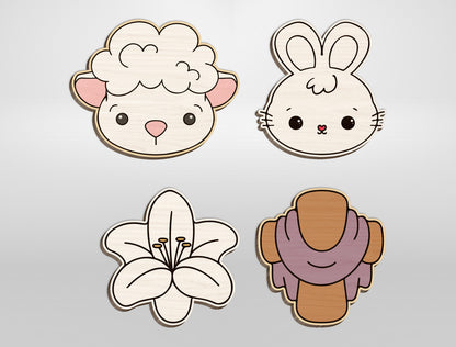 Easter Stud Earrings SVG Bundle Bunny Chick Floral for LightBurn and xTool