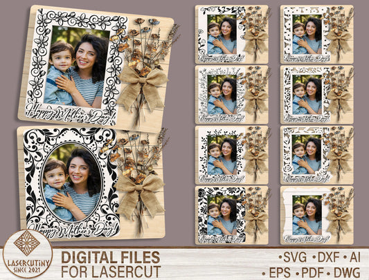 Mother's Day Photo Frame SVG Bundle 10 Designs for LightBurn and xTool