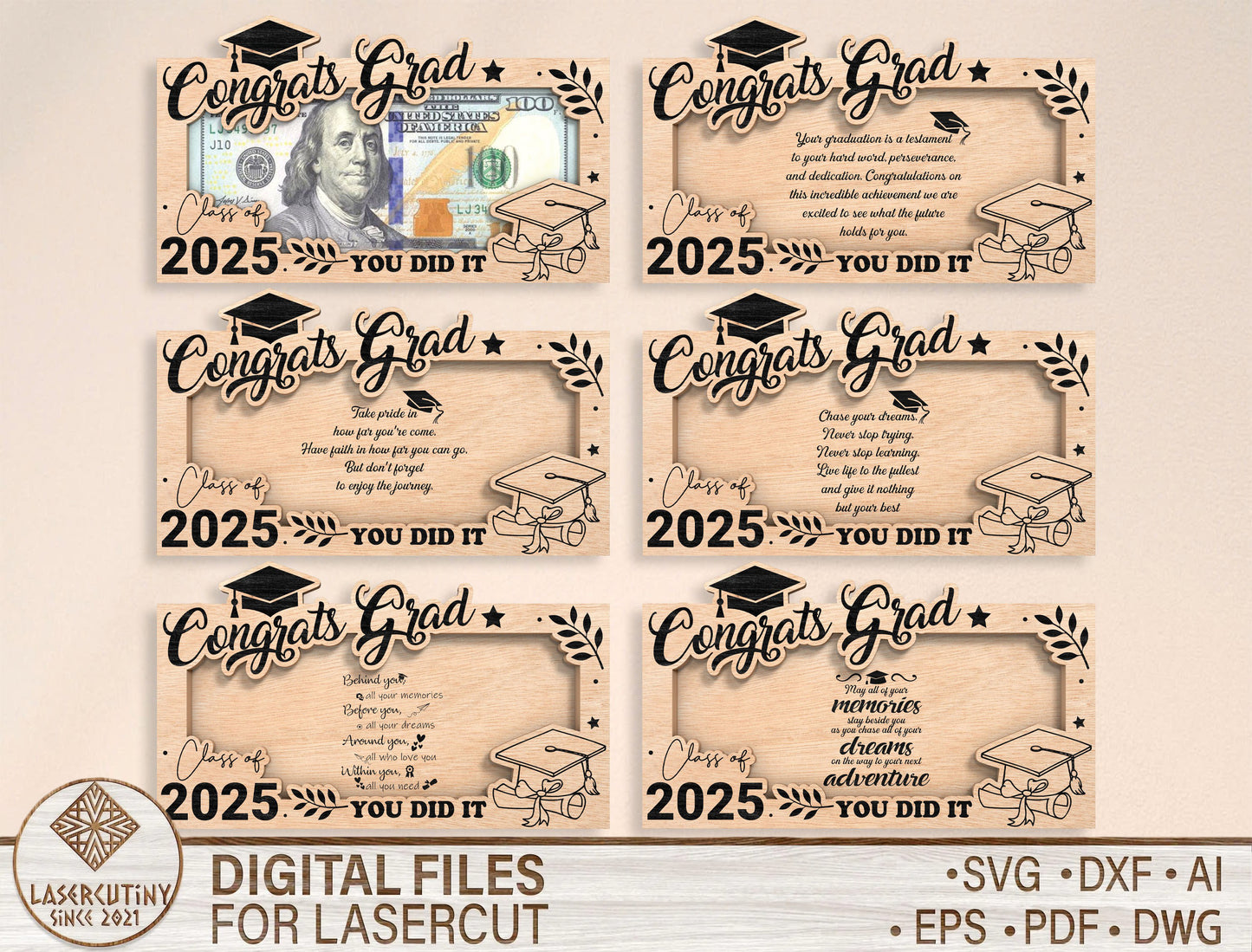 Congrats Grad Money Holder SVG Laser Cut File for xTool and LightBurn