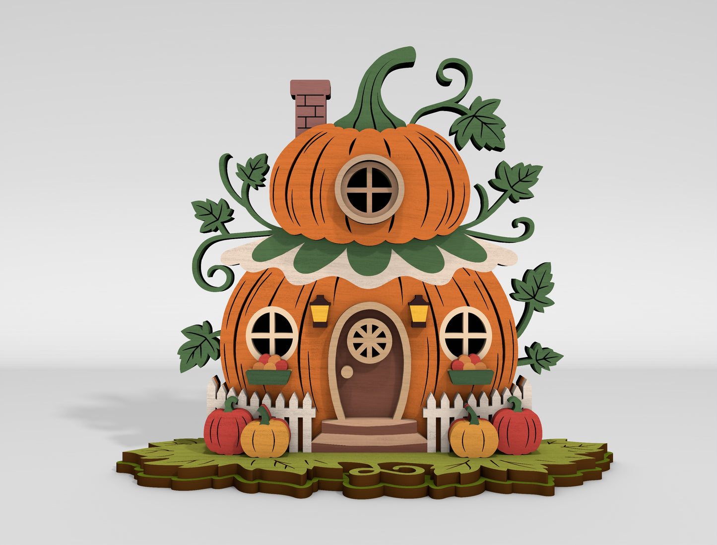 Pumpkin House Multilayer SVG for Glowforge xTool LightBurn