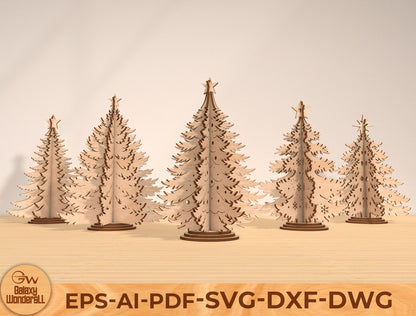 Christmas Tree 3D Tabletop Decor Laser Cut File | Ready to Cut | Glowforge, xTool, LightBurn, etc.