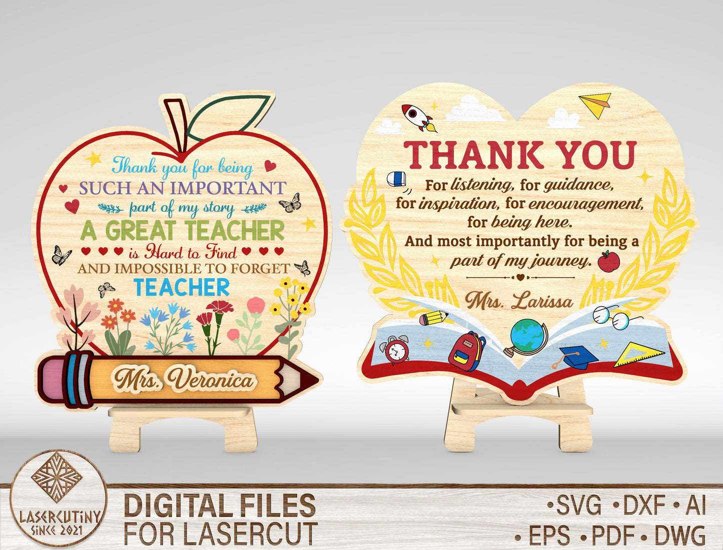 Teacher Appreciation Tabletop SVG Laser Cut File for Glowforge Users