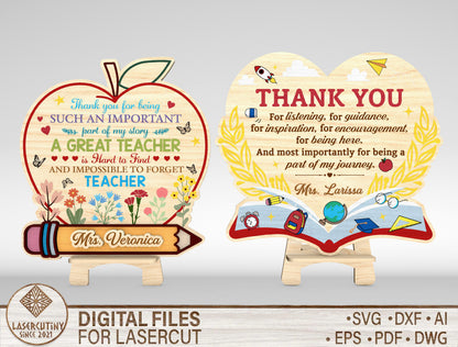 Teacher Appreciation Tabletop SVG Laser Cut File for Glowforge Users
