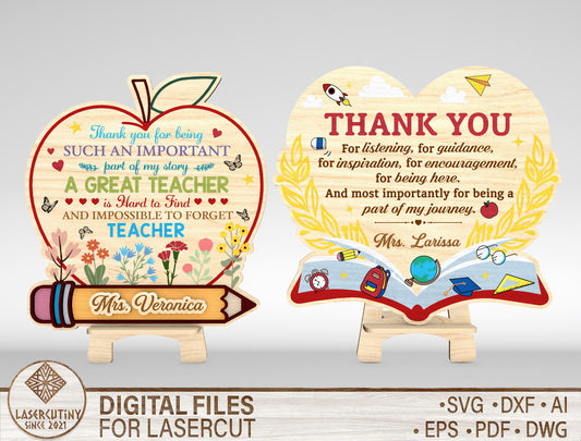 Teacher Appreciation Tabletop SVG Laser Cut File for Glowforge Users