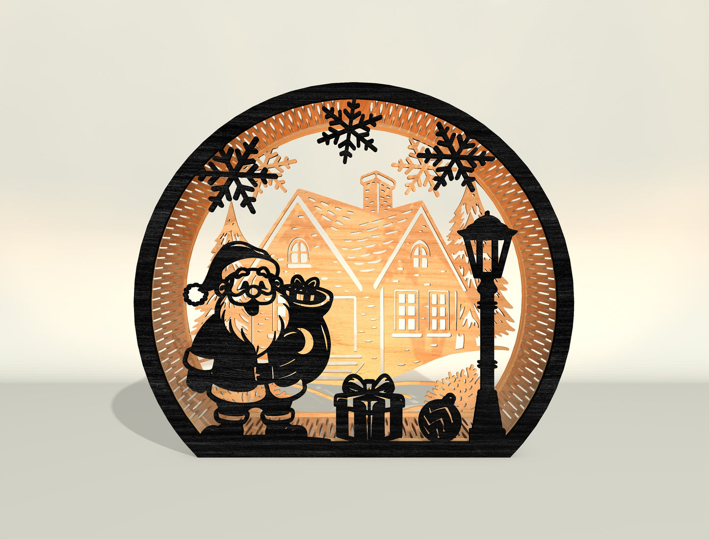 Christmas Santa Scene Lantern Laser Cut File | Ready to Cut | Glowforge, xTool, LightBurn, etc.