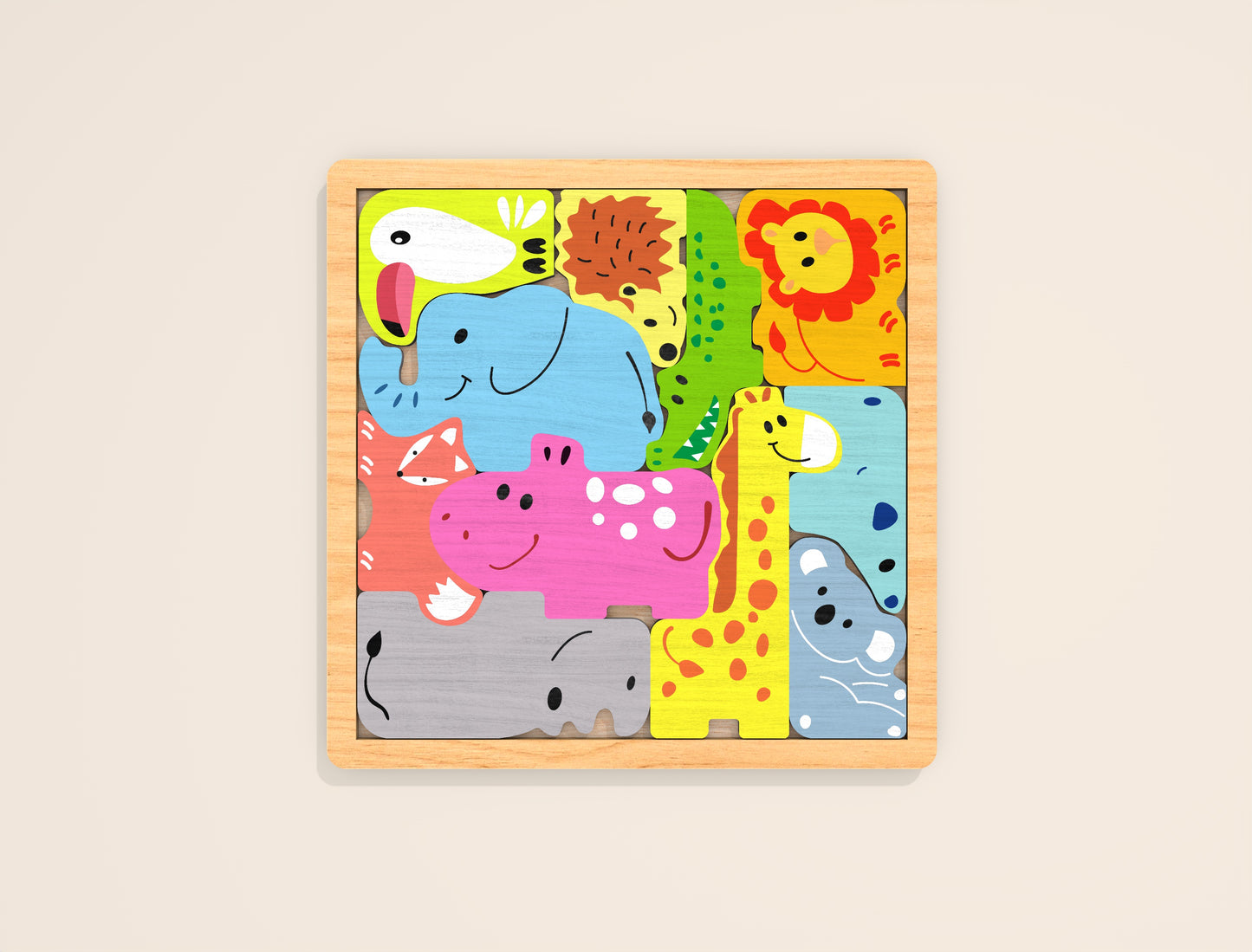 Animal Puzzle Board SVG Laser Cut File for LightBurn and Glowforge