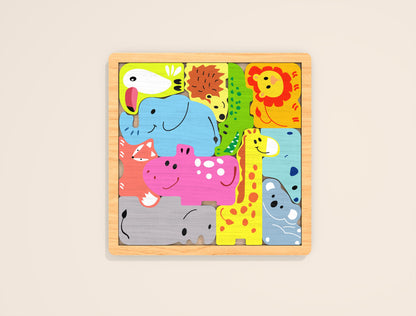 Animal Puzzle Board SVG Laser Cut File for LightBurn and Glowforge