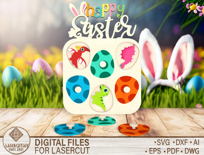 Easter Egg Board Game SVG Wooden Egg Matching Kids for Glowforge and xTool