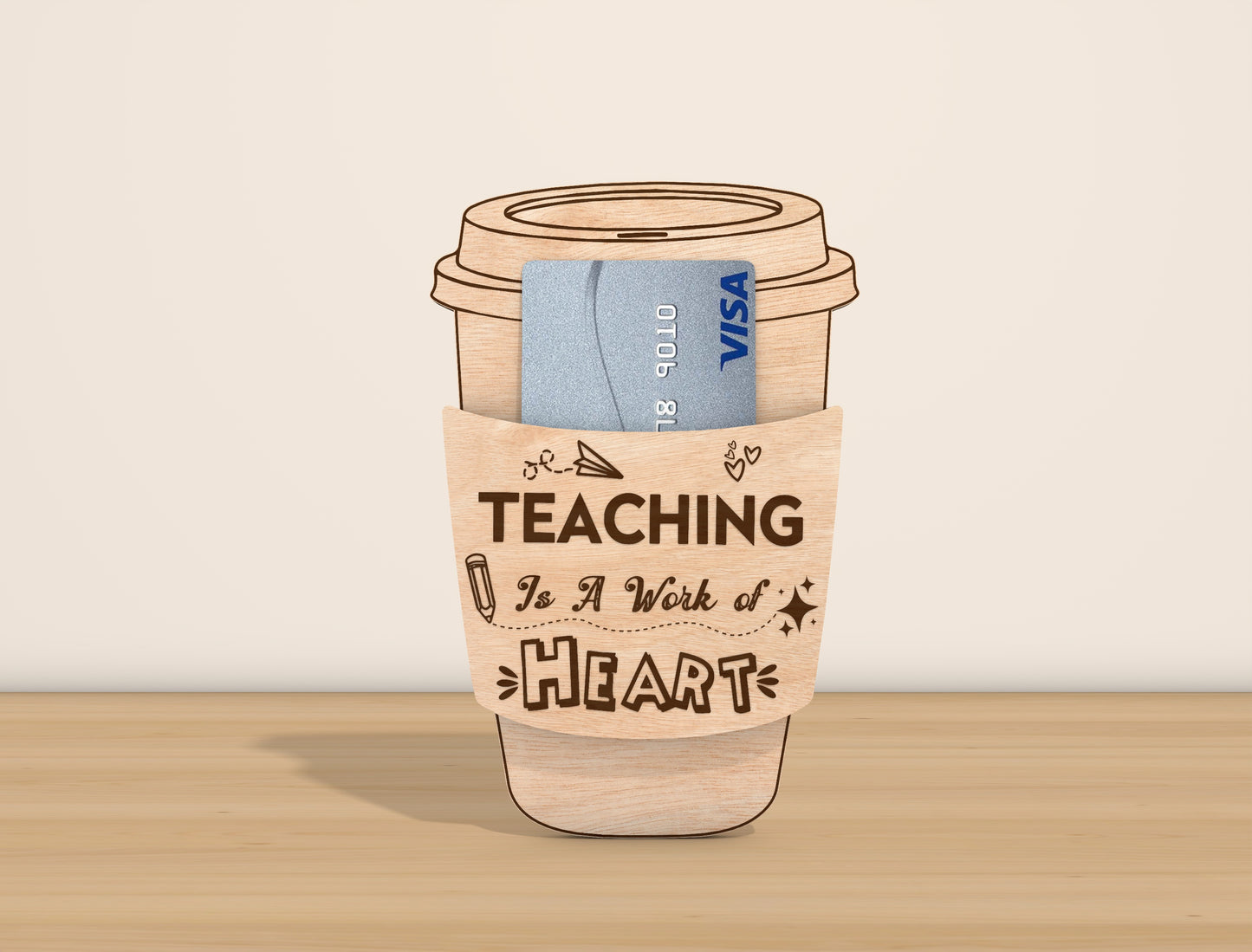 Teacher Coffee Card Holder SVG Bundle Laser Cut File for Glowforge and LightBurn