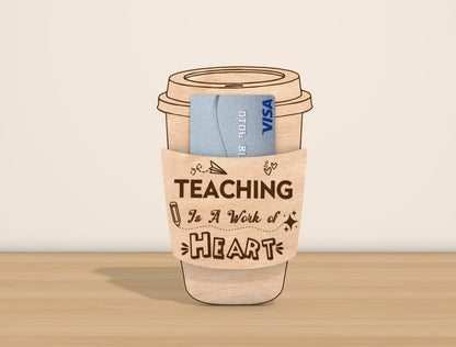 Teacher Coffee Card Holder SVG Bundle Laser Cut File for Glowforge and LightBurn