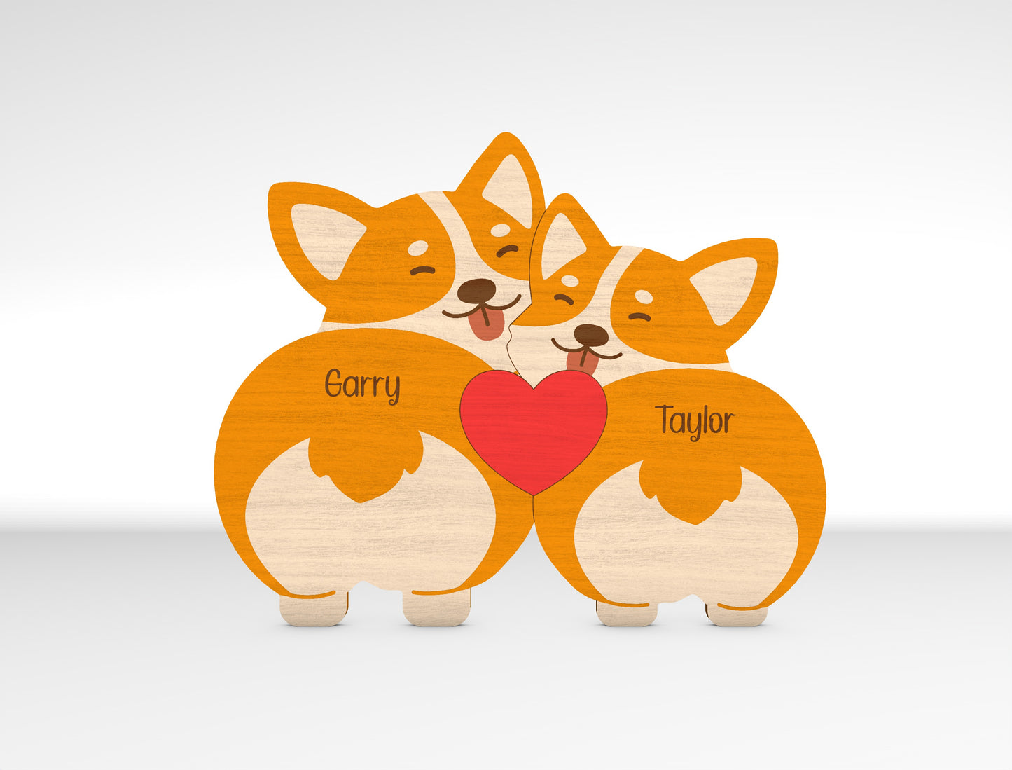 Personalized Family Corgi Puzzle SVG for xTool and Glowforge