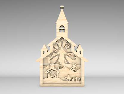 Christian Church Multilayer Jesus Cross Nativity SVG for Glowforge