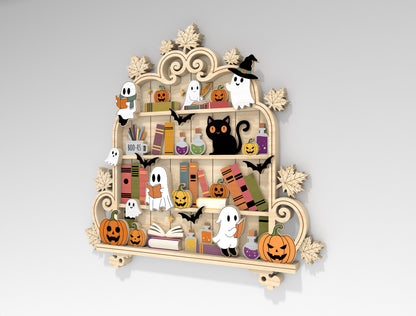 Halloween Ghost Bookshelf SVG Laser Cut Shelf Decor for Glowforge