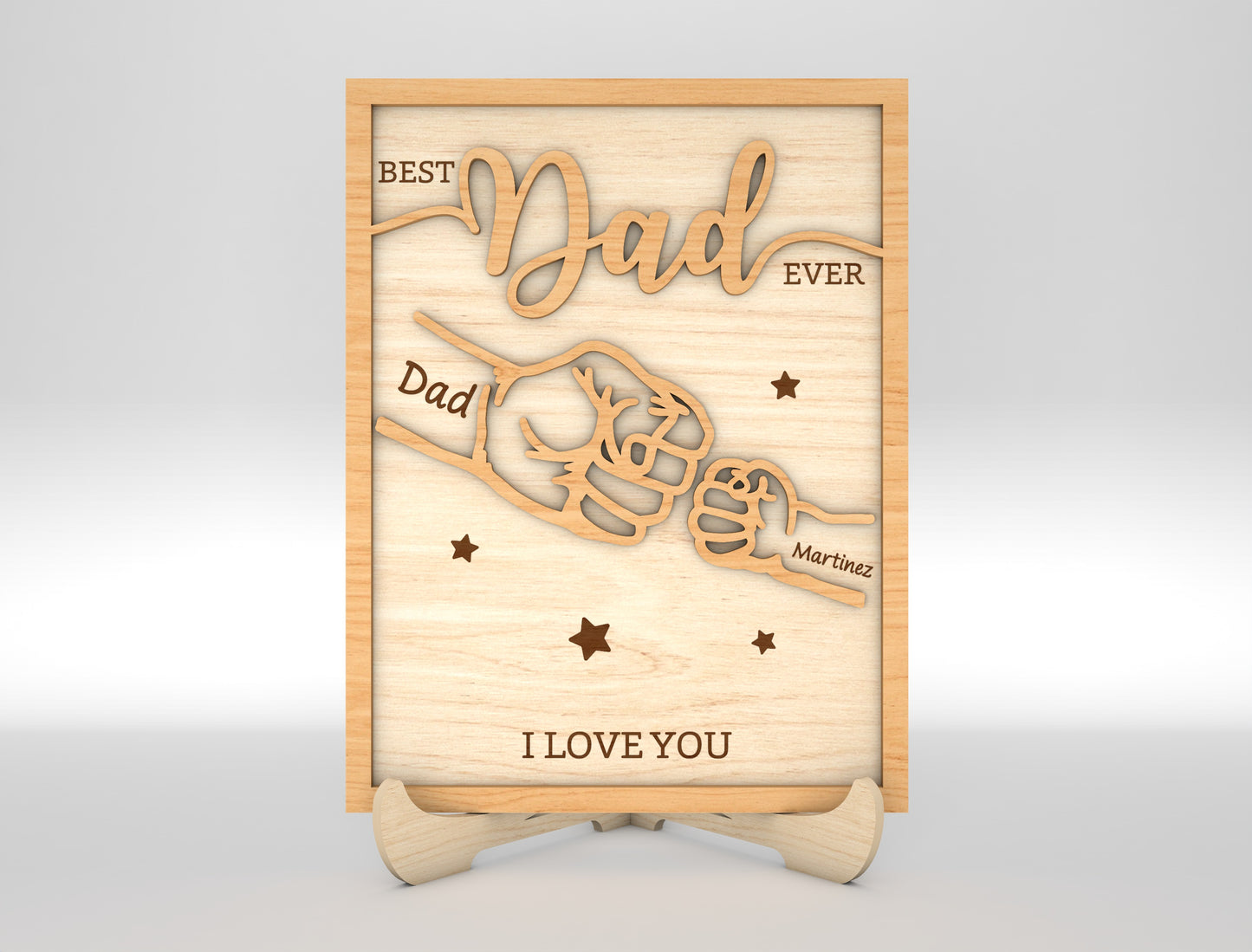 Personalized Dad Hands Multilayer SVG for Glowforge and xTool