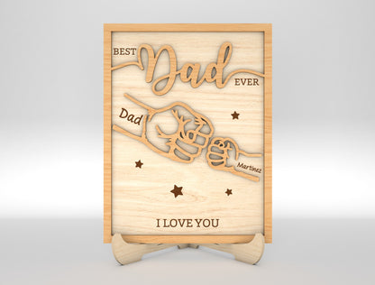 Personalized Dad Hands Multilayer SVG for Glowforge and xTool