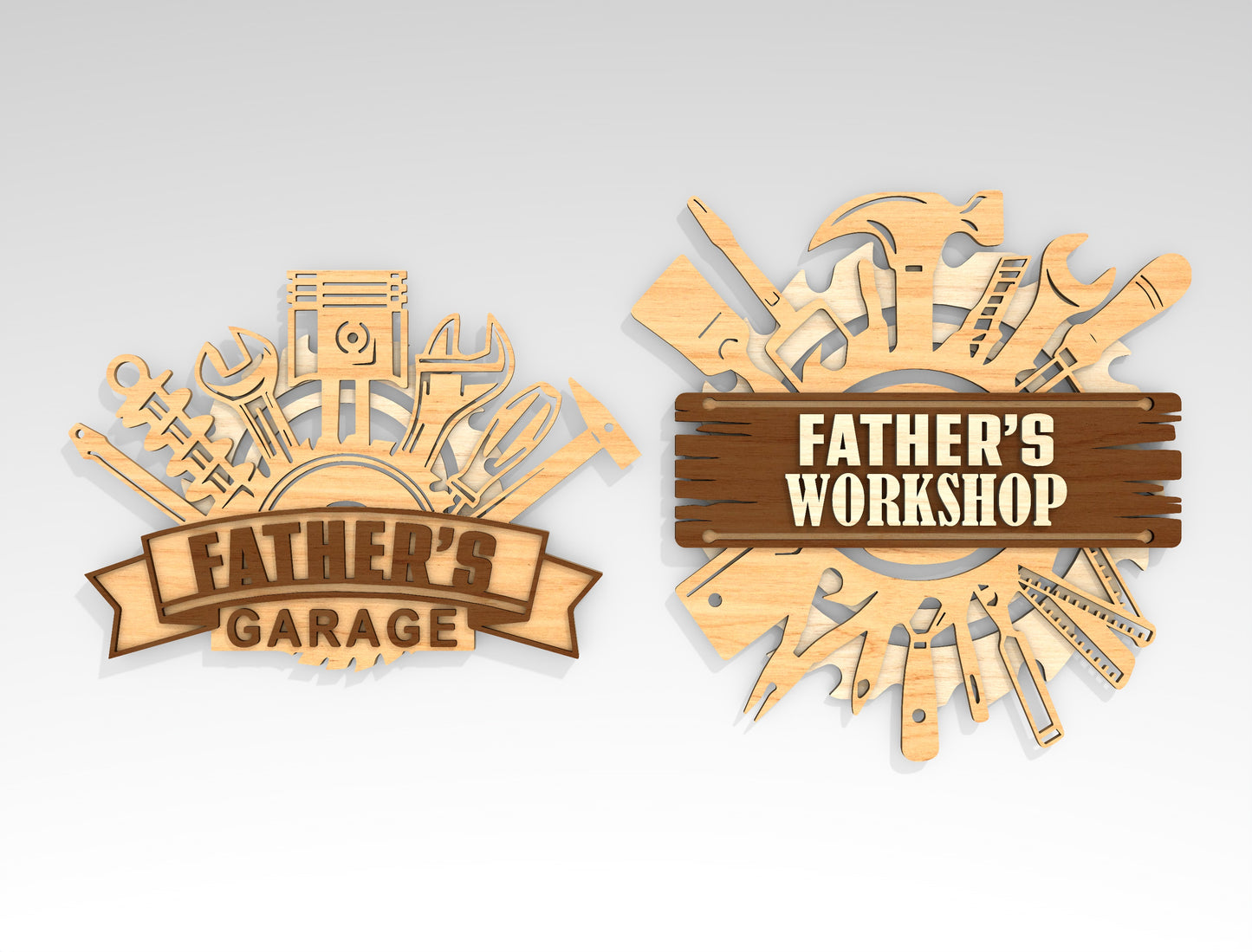 Dad Workshop Sign SVG Bundle 5 Text Options Laser Cut File for xTool and LightBurn