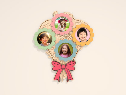 Mother’s Day Bouquet Photo Frame Laser Cut File | Floral Picture Holder | Personalized Wooden Decor | Glowforge, xTool, LightBurn , etc...