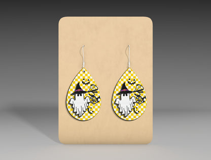 Halloween Ghost Teardrop Earrings SVG Bundle 3 Designs for LightBurn Glowforge xTool