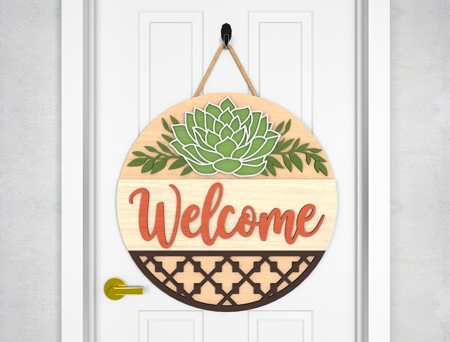 Succulent Welcome Door Sign SVG Laser Cut File for xTool and Glowforge
