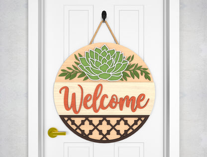 Succulent Welcome Door Sign SVG Laser Cut File for xTool and Glowforge