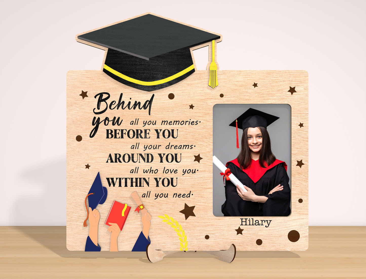 Graduation Photo Frame SVG Laser Cut File for LightBurn and Glowforge