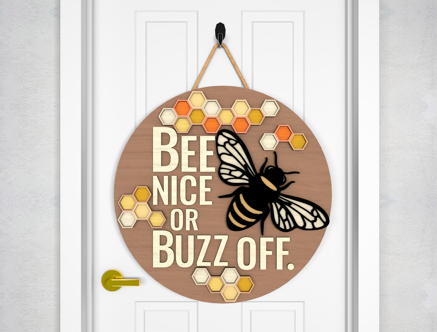 Funny Bee Door Hanger SVG Bundle Laser Cut File for Glowforge and xTool