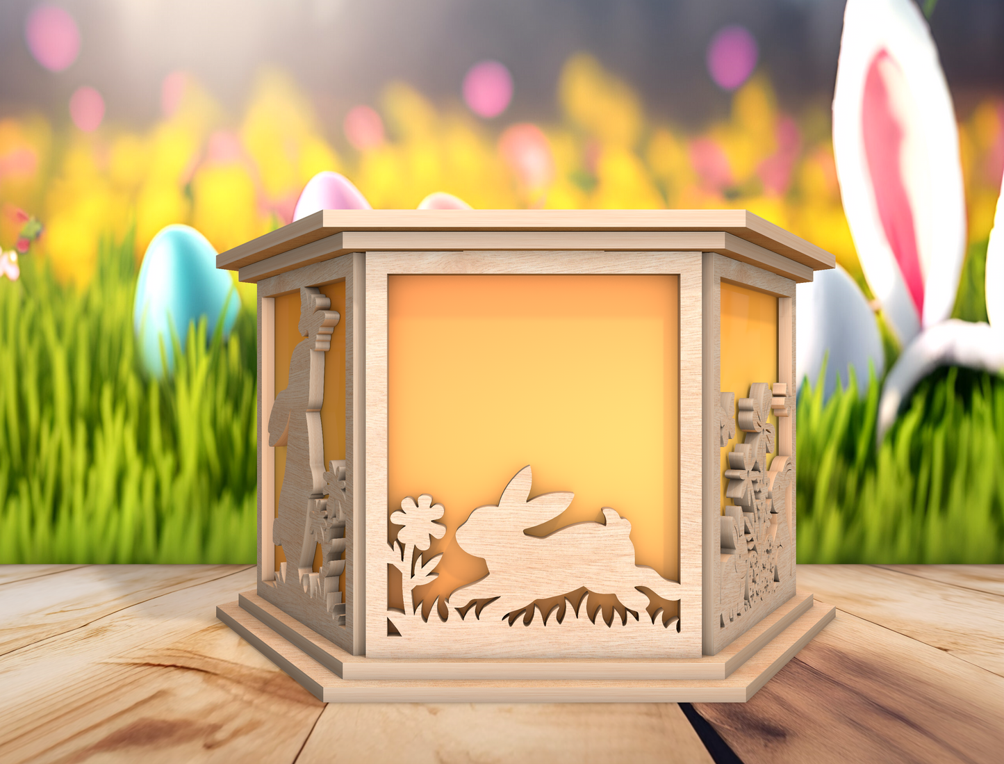 Easter Bunny Lantern Decor SVG Spring Bunny Light for LightBurn and xTool