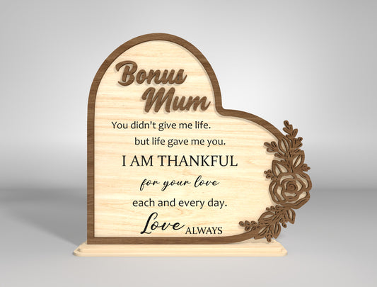Mother's Day Heart Sign SVG Floral Message Decor for Glowforge