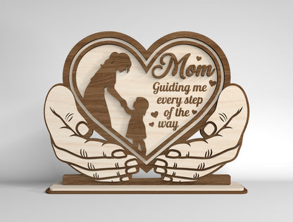 Mom Heart Stand Sign SVG Bundle Mother's Day for Glowforge