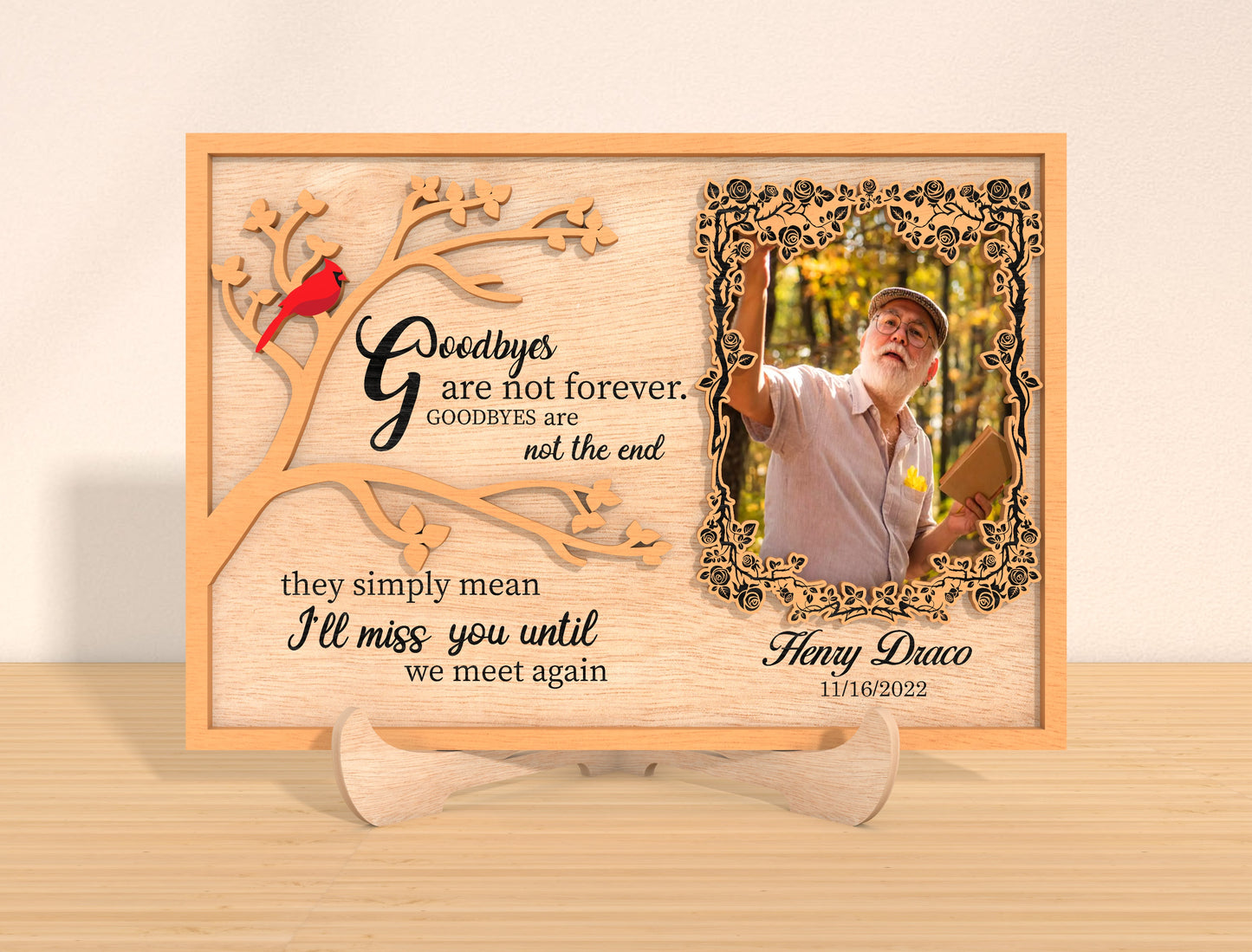 Cardinal Tree Photo Memorial SVG Laser Cut File for Glowforge