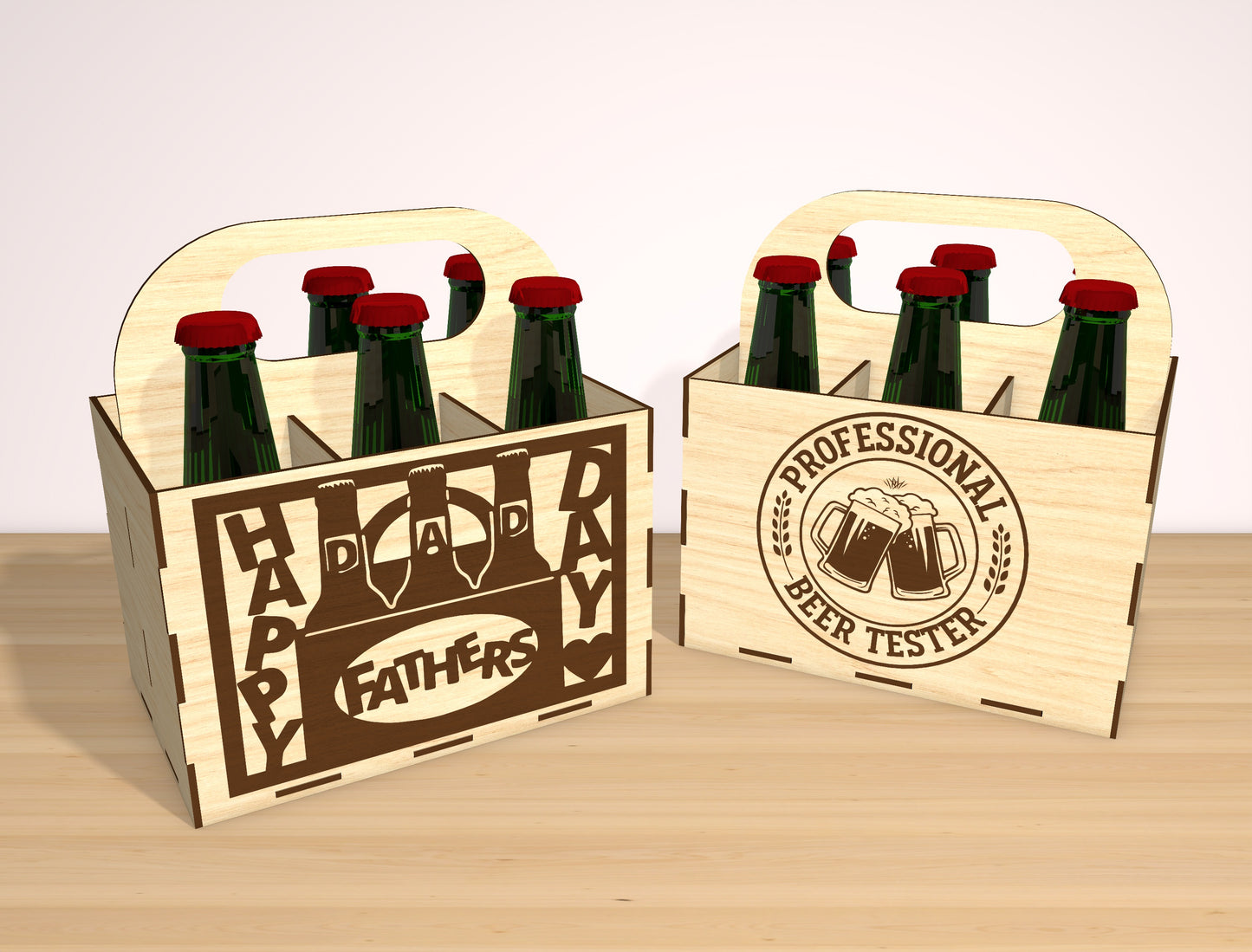 Beer Carrier Laser Cut File Bundle | Funny Dad Beer Caddy | Rustic Gift Box Decor | Glowforge, xTool, LightBurn, etc.