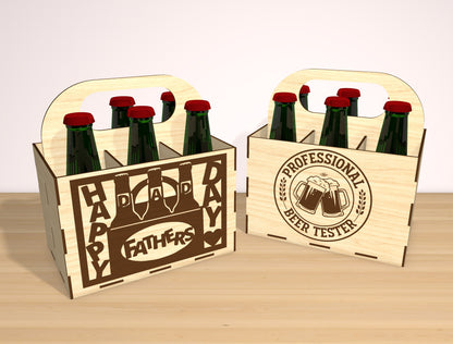 Beer Carrier Laser Cut File Bundle | Funny Dad Beer Caddy | Rustic Gift Box Decor | Glowforge, xTool, LightBurn, etc.