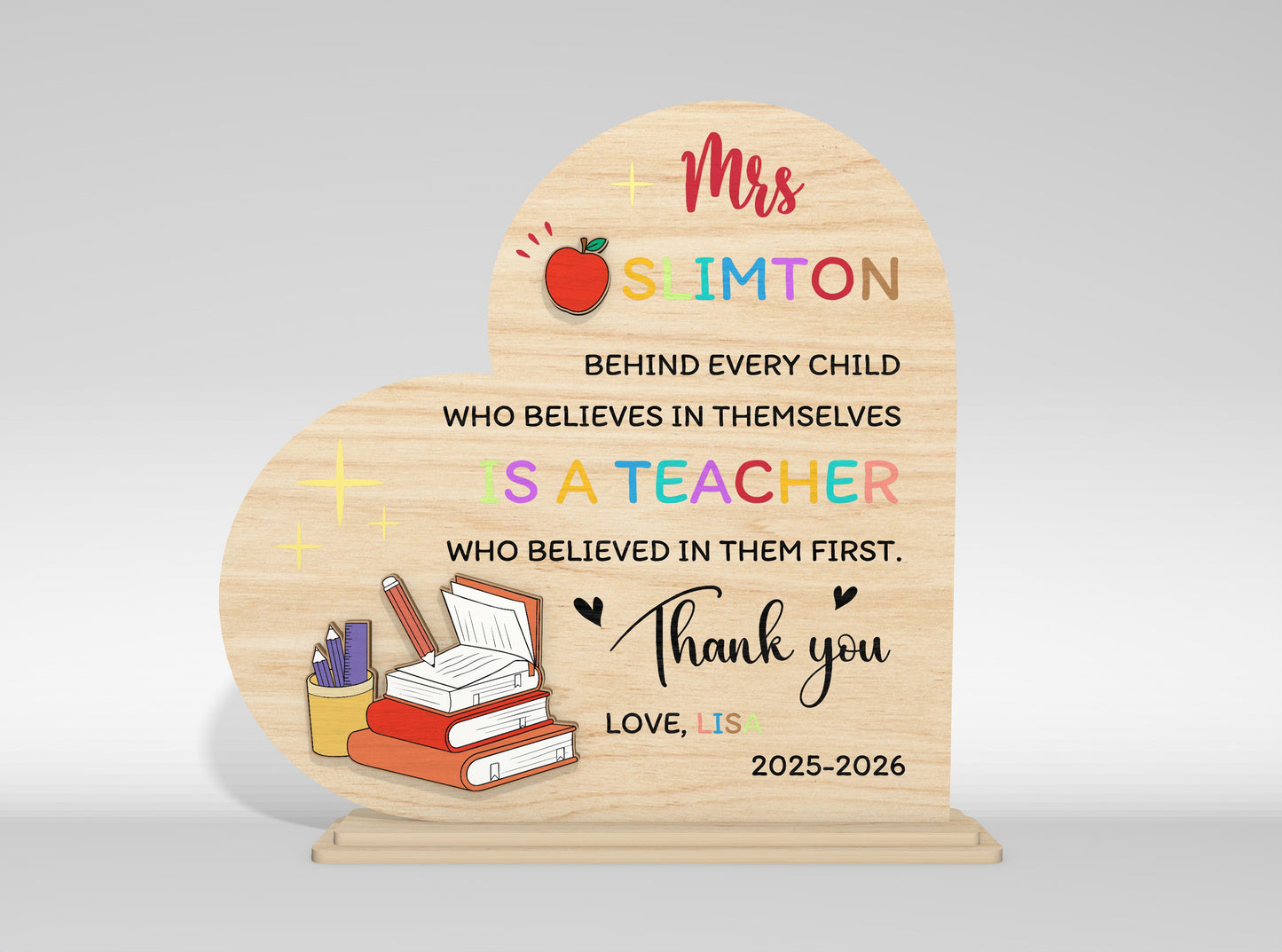 Teacher Appreciation Tabletop Decor SVG Laser Cut File for Glowforge and xTool